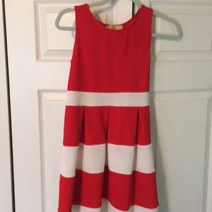 Red and white striped dress